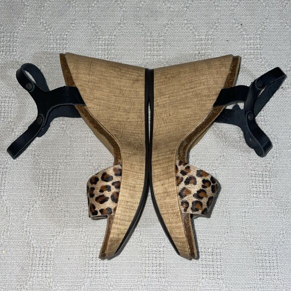 Biostep Spain Women’s Wedge Sandals Size 41 U.S. 9.5 M Black Leopard Print Beach - Picture 5 of 12